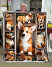 Load image into Gallery viewer, cute corgi for dog lover quilt blanket