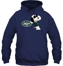 Load image into Gallery viewer, New York Jets snoopy sun glasses proud fan hoodie