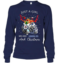 Load image into Gallery viewer, Just a girl who love Winnipeg Jets and christmas fan shirt