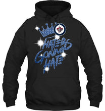 Load image into Gallery viewer, Winnipeg Jets crown haters gonna hate glitter pattern t shirt