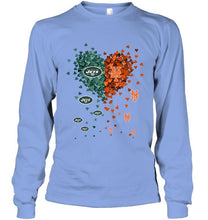 Load image into Gallery viewer, New York Jets and New York Mets tiny hearts shaped fan shirt