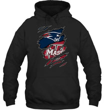 Load image into Gallery viewer, New England Patriots and UMass Minutemens layer under ripped shirt