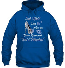 Load image into Gallery viewer, Winnipeg Jets girl i am who i am your approval isn't needed high heel lips diamond glitter pattern t shirt