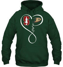 Load image into Gallery viewer, Stanford Cardinal Anaheim Ducks love heart shirt