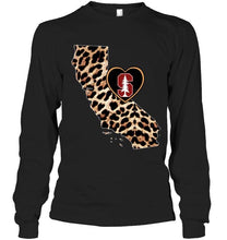 Load image into Gallery viewer, Stanford Cardinal Leopard State Map love shirt