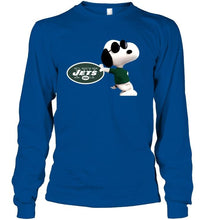 Load image into Gallery viewer, New York Jets snoopy sun glasses proud fan hoodie