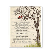 Load image into Gallery viewer, George Strait I Cross My Heart lyric tree bird canvas