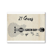 Load image into Gallery viewer, 21 guns Green day lyric guitar typography signed canvas