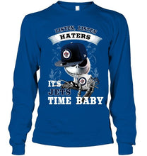 Load image into Gallery viewer, Listen haters It's Winnipeg Jets time baby jack skellington halloween shirt