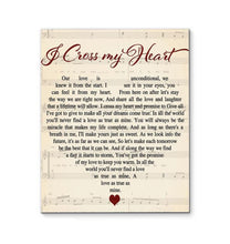 Load image into Gallery viewer, George Strait I cross my heart Lyric heart typography canvas