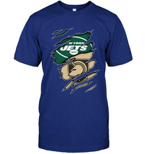 Load image into Gallery viewer, New York Jets and Army Black Knights layer under ripped shirt