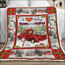 Load image into Gallery viewer, i love being mom and nana christmas quilt blanket