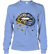 Load image into Gallery viewer, New England Patriots and Boston Bruins glitter pattern sexy lips t shirt