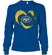 Load image into Gallery viewer, New York Jets heart love golden glitter pattern hurricane shirt