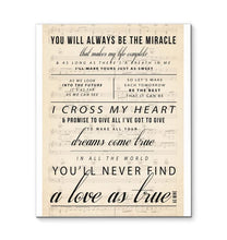 Load image into Gallery viewer, George Strait I Cross My Heart you'll never find a love as true as mine canvas