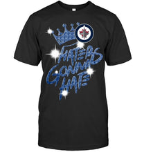 Load image into Gallery viewer, Winnipeg Jets crown haters gonna hate glitter pattern t shirt