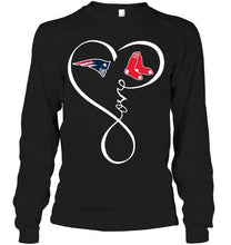 Load image into Gallery viewer, New England Patriots Boston Red Sox love heart shirt