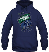 Load image into Gallery viewer, New York Jets and New York Yankees layer under ripped shirt