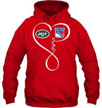 Load image into Gallery viewer, New York Jets New York Rangers love heart shirt