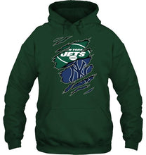 Load image into Gallery viewer, New York Jets and New York Yankees layer under ripped shirt
