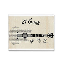 Load image into Gallery viewer, 21 guns Green day lyric guitar typography signed canvas