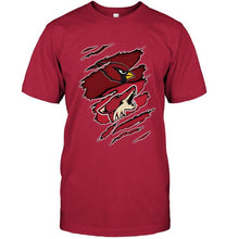 Load image into Gallery viewer, Arizona Cardinals and Arizona Coyotes layer under ripped shirt