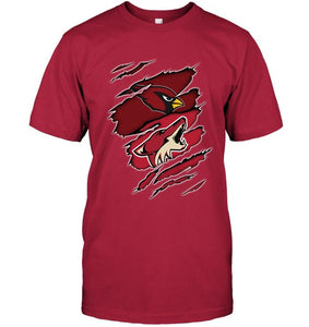 Arizona Cardinals and Arizona Coyotes layer under ripped shirt