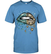 Load image into Gallery viewer, New York Jets and Army Black Knights glitter pattern sexy lips t shirt