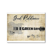 Load image into Gallery viewer, Green day Good riddance lyric guitar typography signed canvas