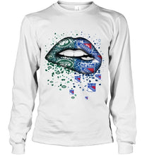 Load image into Gallery viewer, New York Jets and New York Rangers glitter pattern sexy lips t shirt