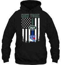 Load image into Gallery viewer, New York New York Jets New York Rangers american flag shirt