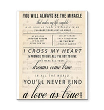 Load image into Gallery viewer, George Strait I Cross My Heart Lyric You'll never find a love as mine lyric canvas