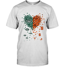 Load image into Gallery viewer, New York Jets and Syracuse Orange tiny hearts shaped fan shirt