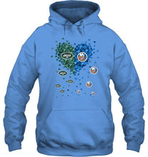 Load image into Gallery viewer, New York Jets and New York Islanders tiny hearts shaped fan shirt