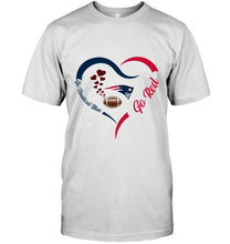 Load image into Gallery viewer, Go Nautical blue Go red New England Patriots fan heart shirt