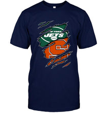 Load image into Gallery viewer, New York Jets and Syracuse Orange layer under ripped shirt