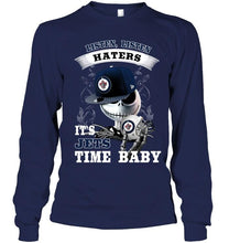 Load image into Gallery viewer, Listen haters It's Winnipeg Jets time baby jack skellington halloween shirt