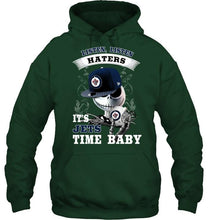 Load image into Gallery viewer, Listen haters It's Winnipeg Jets time baby jack skellington halloween shirt