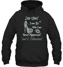 Load image into Gallery viewer, New York Jets girl i am who i am your approval isn't needed high heel lips diamond glitter pattern t shirt