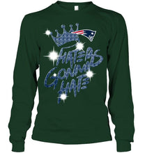 Load image into Gallery viewer, New England Patriots crown haters gonna hate glitter pattern t shirt