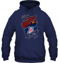 Load image into Gallery viewer, Arizona Cardinals and Arizona Wildcats layer under ripped shirt