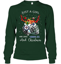 Load image into Gallery viewer, Just a girl who love Winnipeg Jets and christmas fan shirt