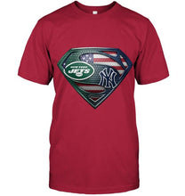 Load image into Gallery viewer, New York Jets and New York Yankees superman american flag layer shirt