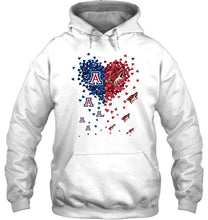 Load image into Gallery viewer, Arizona Wildcats Patriots and Arizona Coyotes tiny hearts shaped fan shirt