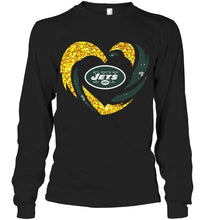 Load image into Gallery viewer, New York Jets heart love golden glitter pattern hurricane shirt