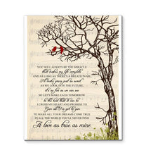 Load image into Gallery viewer, George Strait I Cross My Heart lyric tree bird canvas