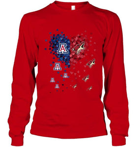 Arizona Wildcats Patriots and Arizona Coyotes tiny hearts shaped fan shirt