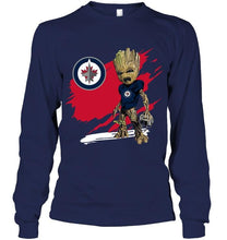 Load image into Gallery viewer, Winnipeg Jets angry baby groot ripped simpson shirt