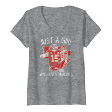 Load image into Gallery viewer, Kansas City Chiefs Just a girl who loves Mahomes shirt by Moteefes store Women's V-Neck T-Shirt