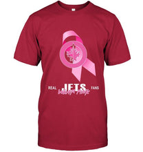 Load image into Gallery viewer, Winnipeg Jets real fans wear pink br east cancer support shirt